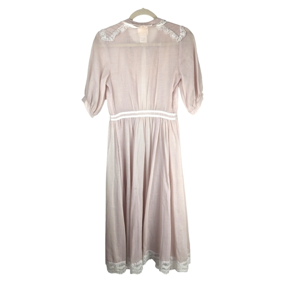 Gunne Sax Vintage Pastel Sheer Lace Button-Up Midi Girlhood Blouson Dress Size 5 - Picture 3 of 16